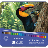 مداد رنگی 24 رنگ فلزی تخت سی کلاس؛ طرح پرنده