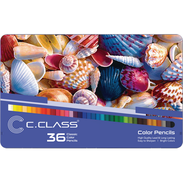 مداد رنگی 36 رنگ فلزی تخت سی کلاس؛ طرح صدف